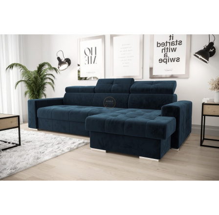 NAROŻNIK Z FUNKCJĄ SPANIA MARGO 160x250 - prawa , Odcienie granatu