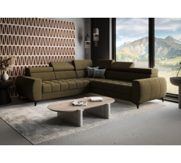 NAROŻNIK ROZKŁADANY PORTO MAX 255X255 CM - prawa , Odcienie oliwkowego