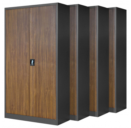 4 db JAN H irodai fém szekrény szett, 900 x 1950 x 400 mm, Eco Design: antracit/dió