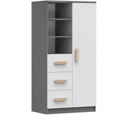 Polc 80 3S1D SMYK II - 05, Szürke/Fehér/Sonoma