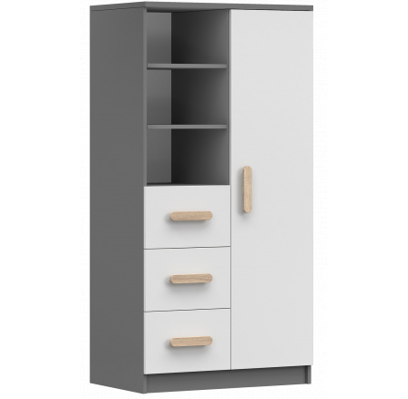 Polc 80 3S1D SMYK II - 05, Szürke/Fehér/Sonoma