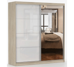 MULTI 35 gardróbszekrény - 203 cm, Sonoma Tölgy/Fehér Fényes