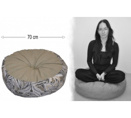 Polštář sedací průměr 70 cm - listy na tmavé