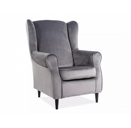 BARON Velvet fotel, szürke Bluvel 14/wenge