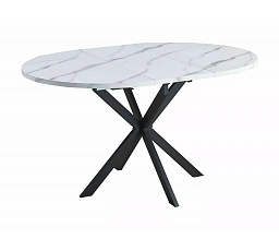 GASTON 100 étkezőasztal, Fehér márvány hatás/Fekete matt