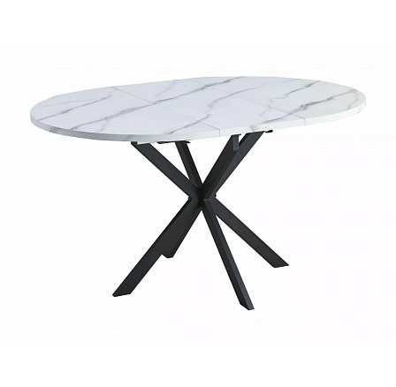 GASTON 100 étkezőasztal, Fehér márvány hatás/Fekete matt