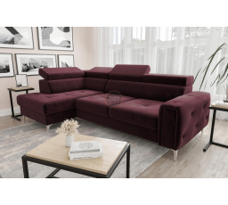NAROŻNIK Z FUNKCJĄ SPANIA ORION 165X255 - Odcienie bordowego , lewa