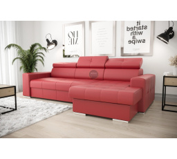 NAROŻNIK MARGO 160x250 SKÓRA NATURALNA - prawa , Skóra czerwona - K-55