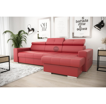 NAROŻNIK MARGO 160x250 SKÓRA NATURALNA - prawa , Skóra czerwona - K-55