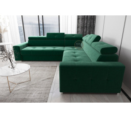 NAROŻNIK Z FUNKCJĄ SPANIA MARGO MAX 270x270 - Strona lewa , Odcienie zieleni