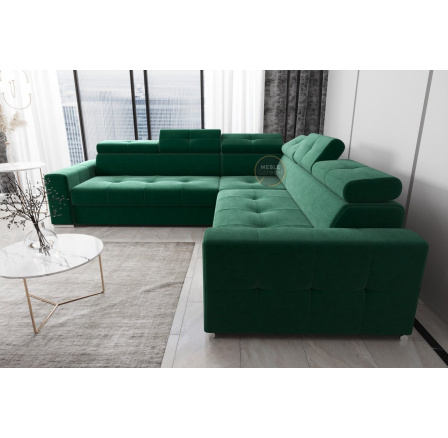 NAROŻNIK Z FUNKCJĄ SPANIA MARGO MAX 270x270 - Strona lewa , Odcienie zieleni