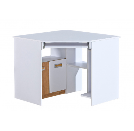Sarok íróasztal LORENTO L11, Briliáns Fehér/Tölgy Nash