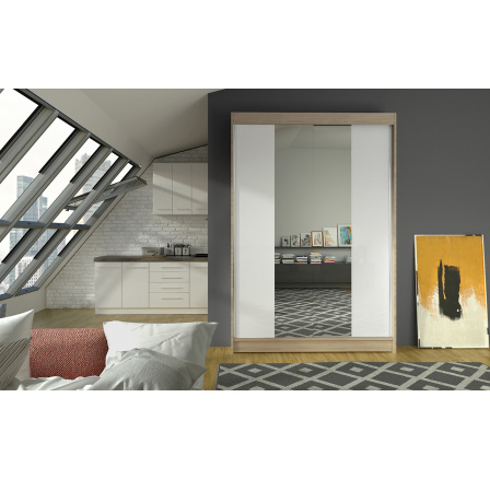 Šatní skříň LINORA II 120, Dub sonoma/bílá