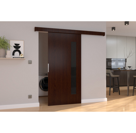 Falra szerelhető tolóajtó GELA 86 Wenge+Fekete Lacobel