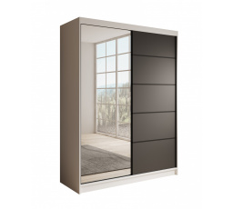 Tolóajtós szekrény Cardi 150 Fehér+Fekete