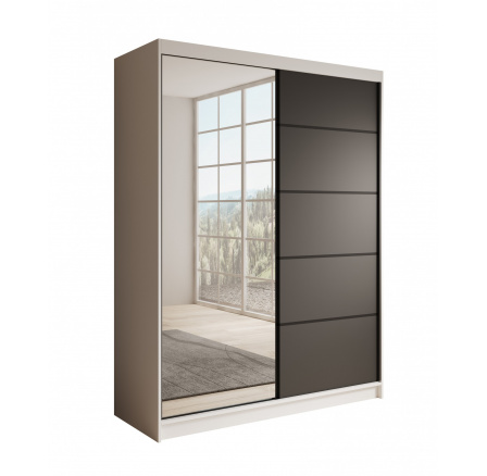 Tolóajtós szekrény Cardi 150 Fehér+Fekete