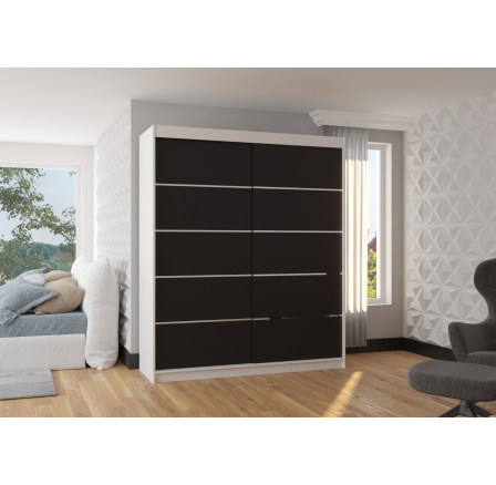 Tolóajtós szekrény SPECTRA 180 Fehér+Fekete