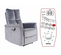 Állítható NEPTUN M Velvet fotel masszázs funkcióval, szürke Bluvel 14