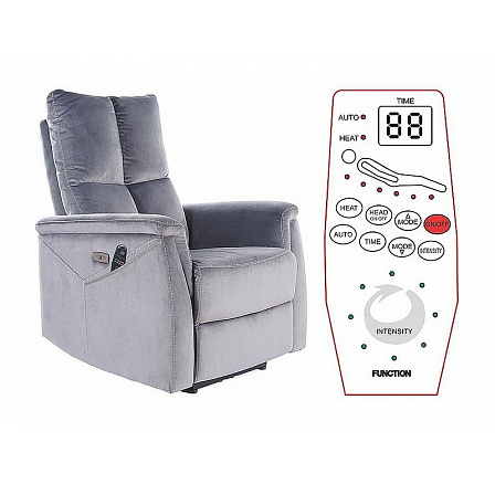 Állítható NEPTUN M Velvet fotel masszázs funkcióval, szürke Bluvel 14