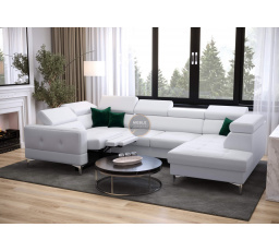 NAROŻNIK TOSCANIA MAX I RELAX Z FUNKCJĄ SPANIA170x350x185 CM - lewa , Biała eko skóra