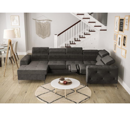NAROŻNIK ORION MAX III RELAX Z FUNKCJĄ SPANIA 165x320x190 CM - Odcienie szarości , prawa