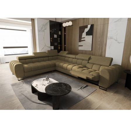 NAROŻNIK ROZKŁADANY ASPEN MAX RELAX 330x260 CM - Odcienie oliwkowego , lewa