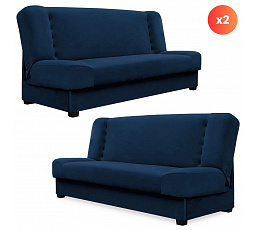 Zestaw 2x Wersalka Rozkładana PIANO Granatowa Welurowa