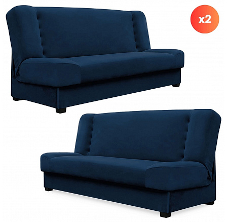 Zestaw 2x Wersalka Rozkładana PIANO Granatowa Welurowa