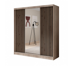 Tolóajtós és tükrös ruhásszekrény Ida 200 Sonoma+Fekete