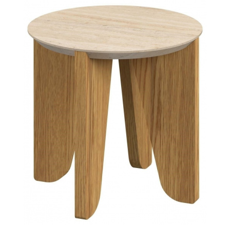 Kerek Dockland konferencia asztal. 50 cm           travertin/tölgy