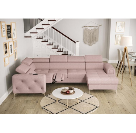 NAROŻNIK ORION MAX III RELAX Z FUNKCJĄ SPANIA 165x320x190 CM - Odcienie różu , lewa