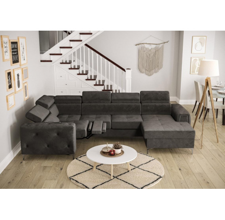 NAROŻNIK ORION MAX III RELAX Z FUNKCJĄ SPANIA 165x320x190 CM - Odcienie szarości , lewa