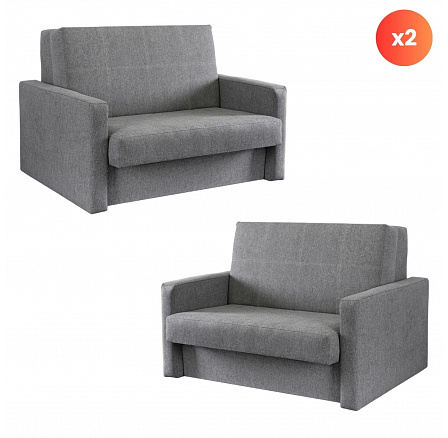 Zestaw 2x Fotel Do Spania Dwuosobowy MILAN 2 Szary