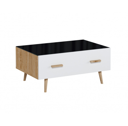 BRILLO ST konferencia asztal, Ribeck tölgy + matt fehér