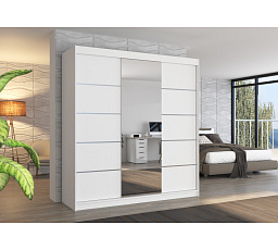 Tolóajtós szekrény tükörrel BERGEN 200 Fehér+Fehér