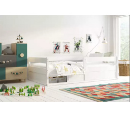 Łóżko pojedyncze dla dzieci Hugo, w kolorze białym, z materacem 80 x 160 