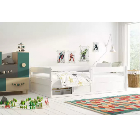 Łóżko pojedyncze dla dzieci Hugo, w kolorze białym, z materacem 80 x 160 