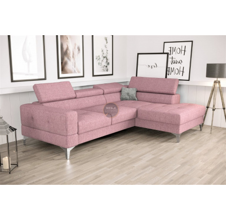 NAROŻNIK TOSCANIA MINI Z FUNKCJĄ SPANIA 170x250 CM - Odcienie różu , prawa