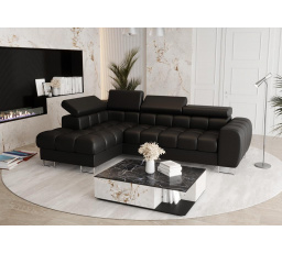 NAROŻNIK ASPEN MINI SKÓRA NATURALNA 260x170 CM - lewa , Skóra czarna