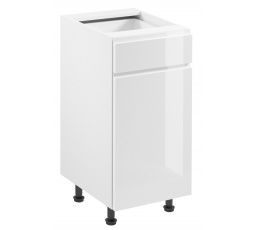 ASPEN D40S1 alsó konyhaszekrény - Jobb, Fehér/Fényes fehér