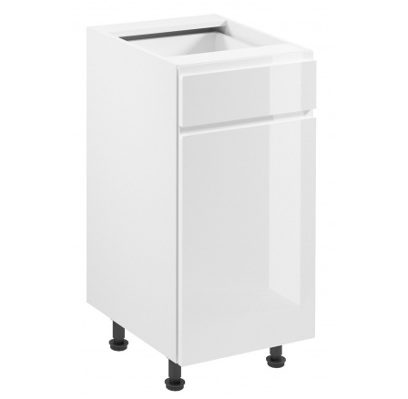 ASPEN D40S1 alsó konyhaszekrény - Jobb, Fehér/Fényes fehér