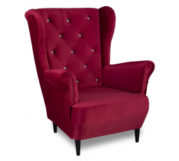 Relaxační křeslo ušák Selene K červená s krystaly