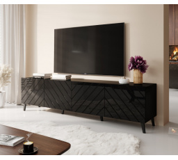 TV komód ABETO 200, fekete matt/fényes