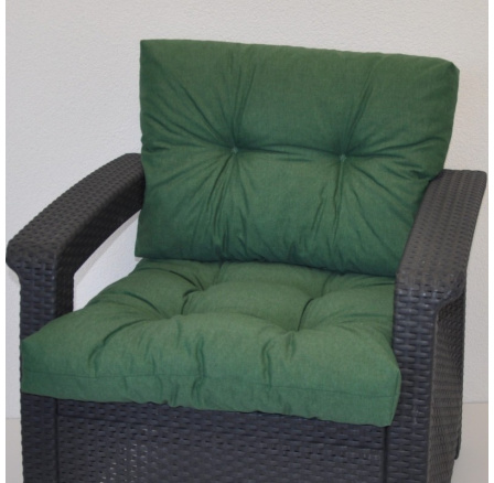 Polstr na křeslo z umělého ratanu - látka tmavě zelený melír