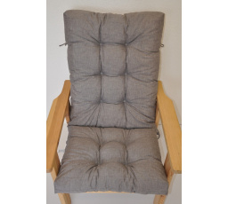 Polstr na zahradní křeslo vysoké široké - látka šedý melír