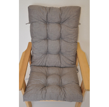 Polstr na zahradní křeslo vysoké široké - látka šedý melír