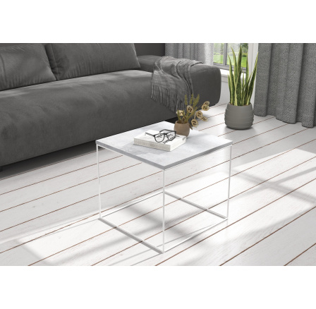 ELENA dohányzóasztal 50x50 Fehér+Beton