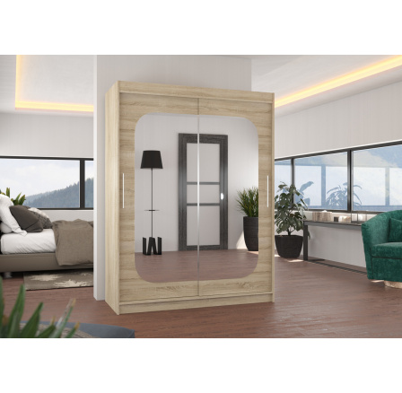 Tolóajtós szekrény tükörrel CLEVER 150 Sonoma+Sonoma