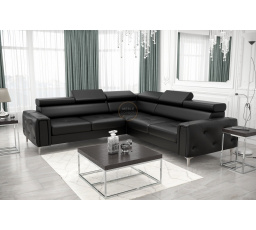 NAROŻNIK ORION I Z FUNKCJĄ SPANIA 255×255 CM SKÓRA NATURALNA - Skóra czarna , prawa