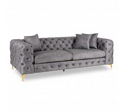 Sofa SORRENTO 3S Trzyosobowa Szara Welurowa